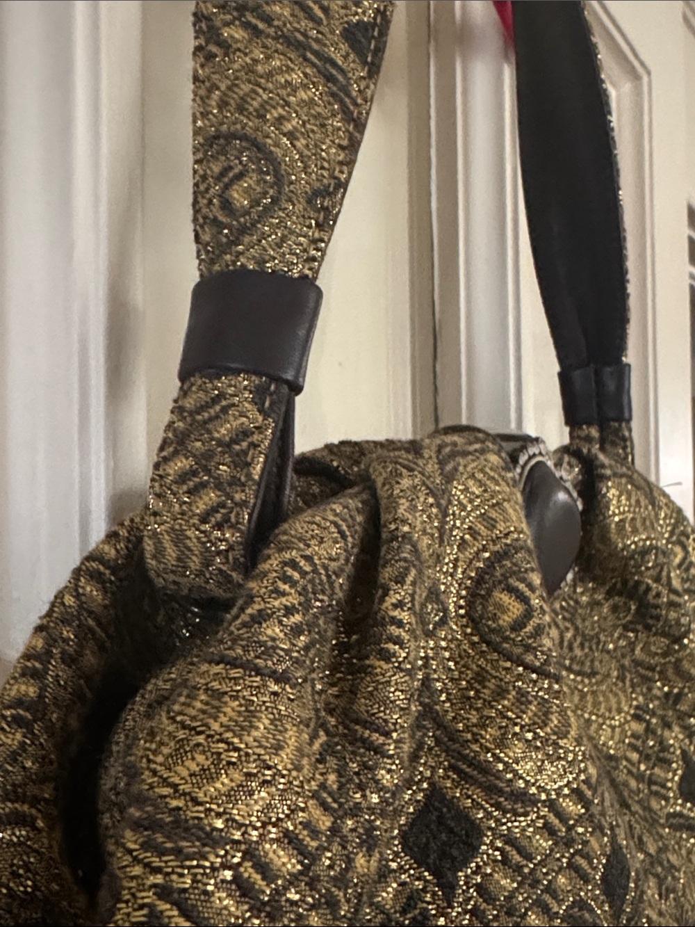 Donald J. Pliner metallic brocade pattern structured bag - Picture 2 of 10